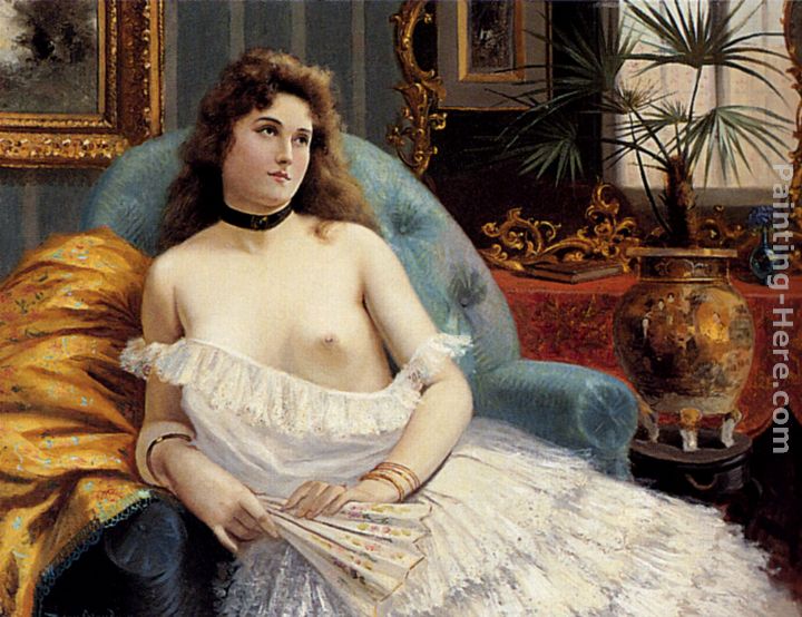 A Lady Holding A Fan painting - Jean Beauduin A Lady Holding A Fan art painting A Lady Holding A Fan painting - Jean Beauduin A Lady Holding A Fan art painting